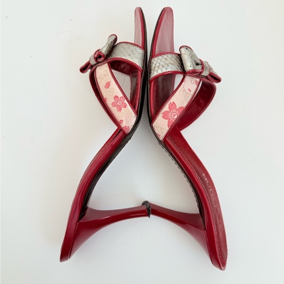 Louis Vuitton Vintage Red Pink Cherry blossom monogram Takashi Murukami mules 41 - Picture 10 of 11
